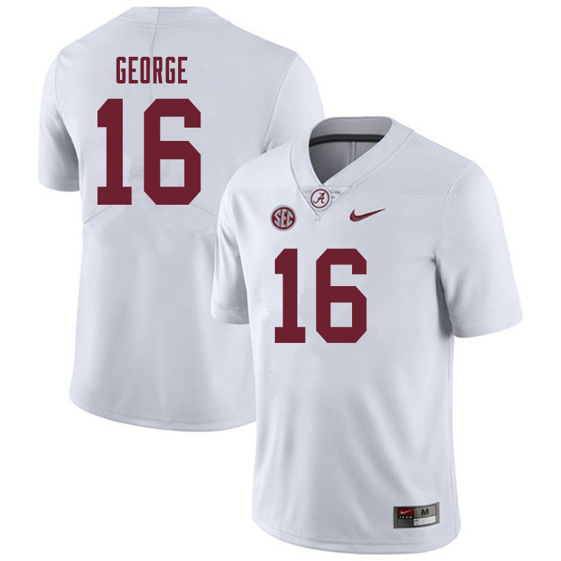 Men #16 Jayden George Alabama Crimson Tide College Football Jerseys Sale-White